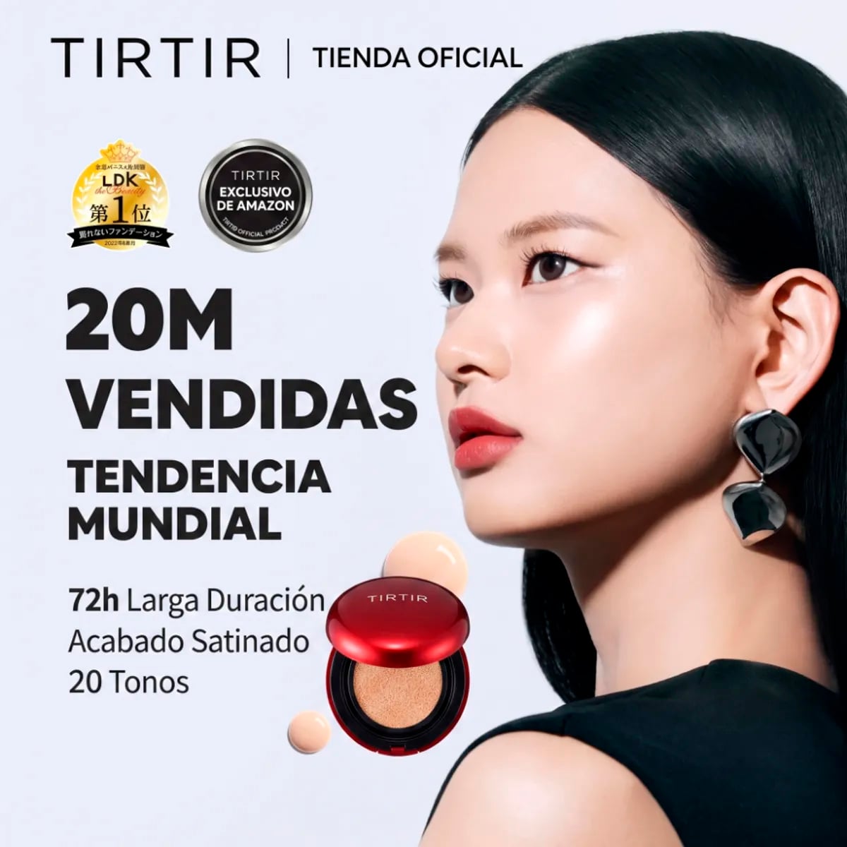 TIRTIR BASE DE MAQUILLAJE MASK FIT RED CUSHION 25N MOCHA 18G COREANA - 3