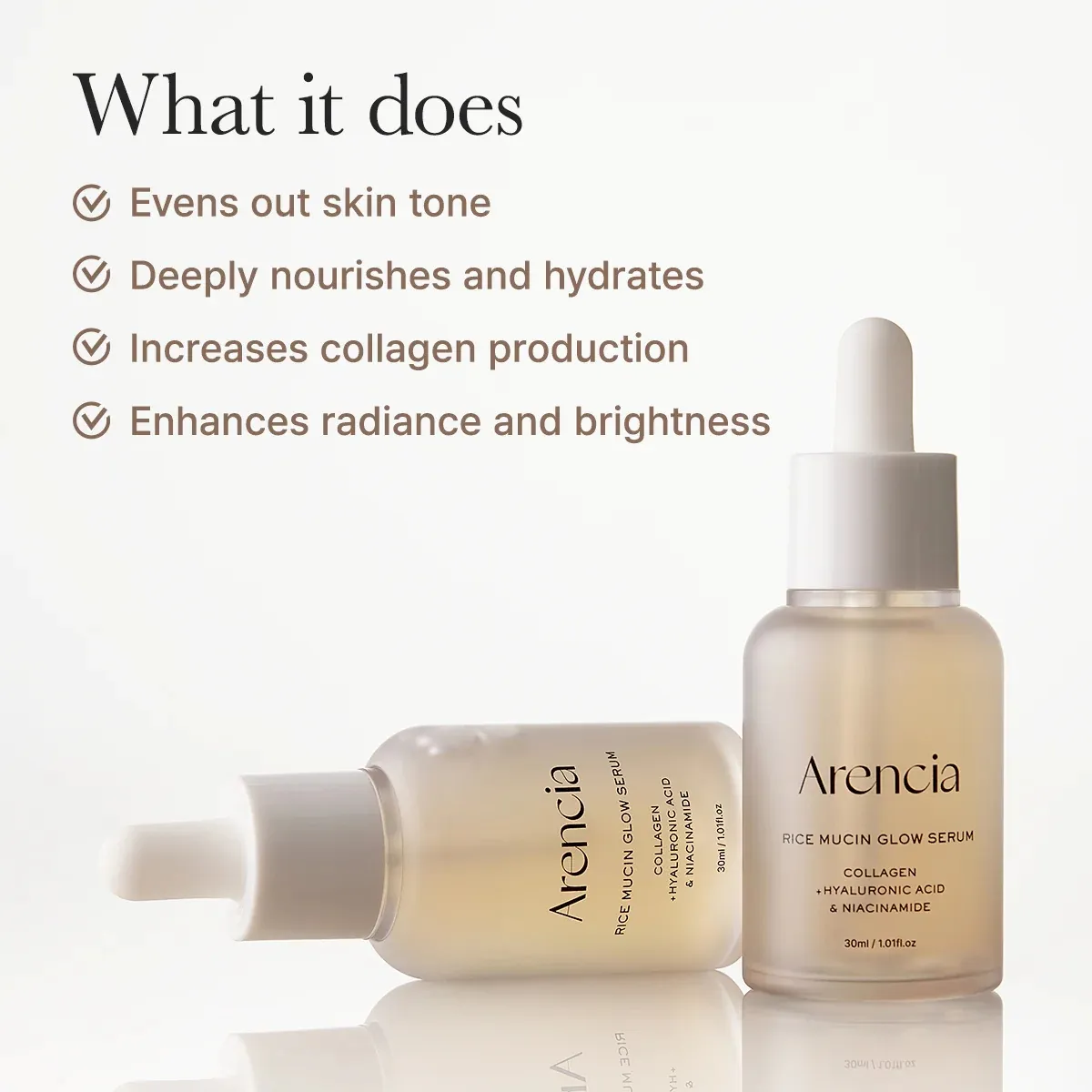 ARENCIA SERUM RICE MUCIN GLOW 30ML HIDRATANTE GLOW - 3