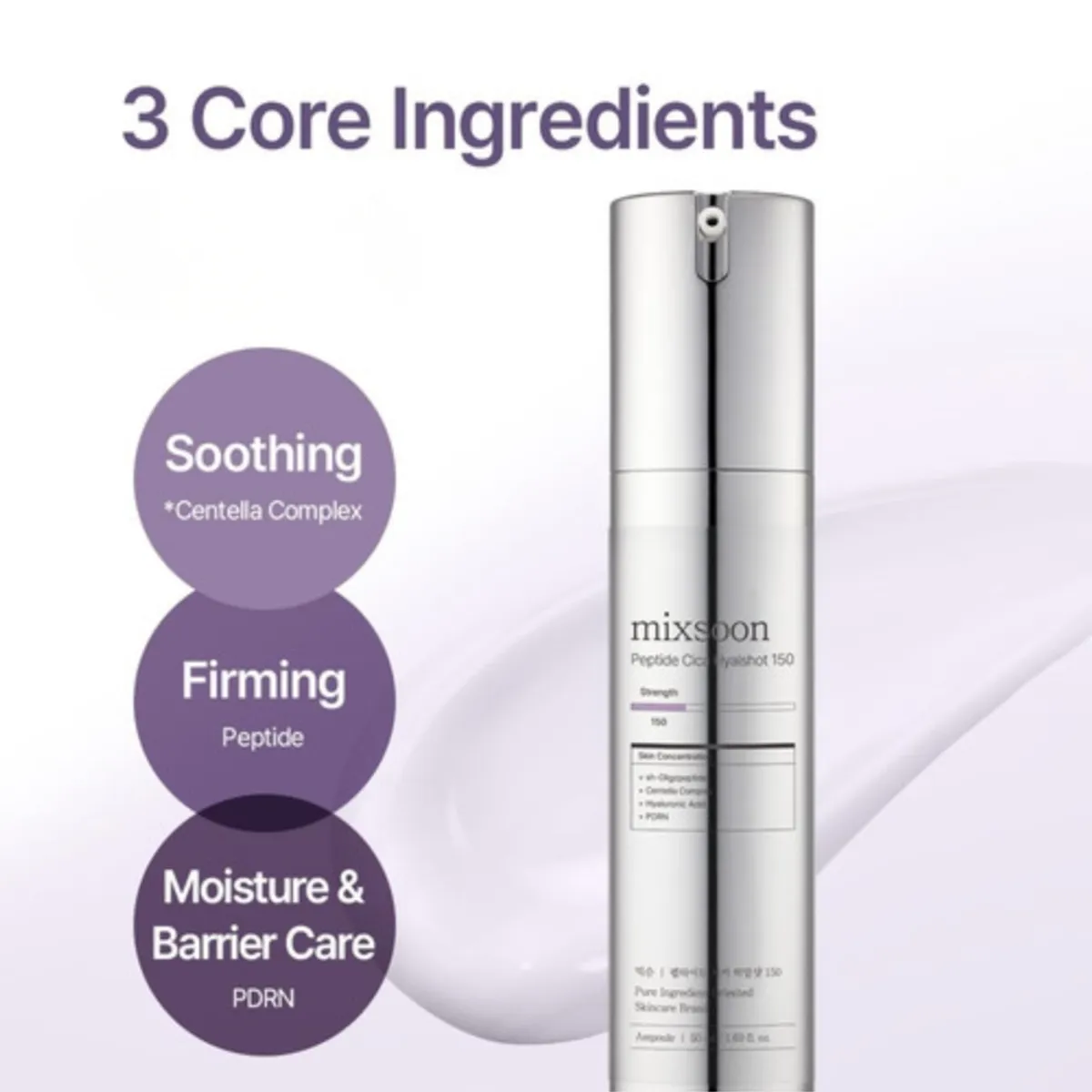 MIXSOON SERUM PEPTIDE CICA HYALSHOT 150 AMPOULE 50ML MICROAGUJAS - 3
