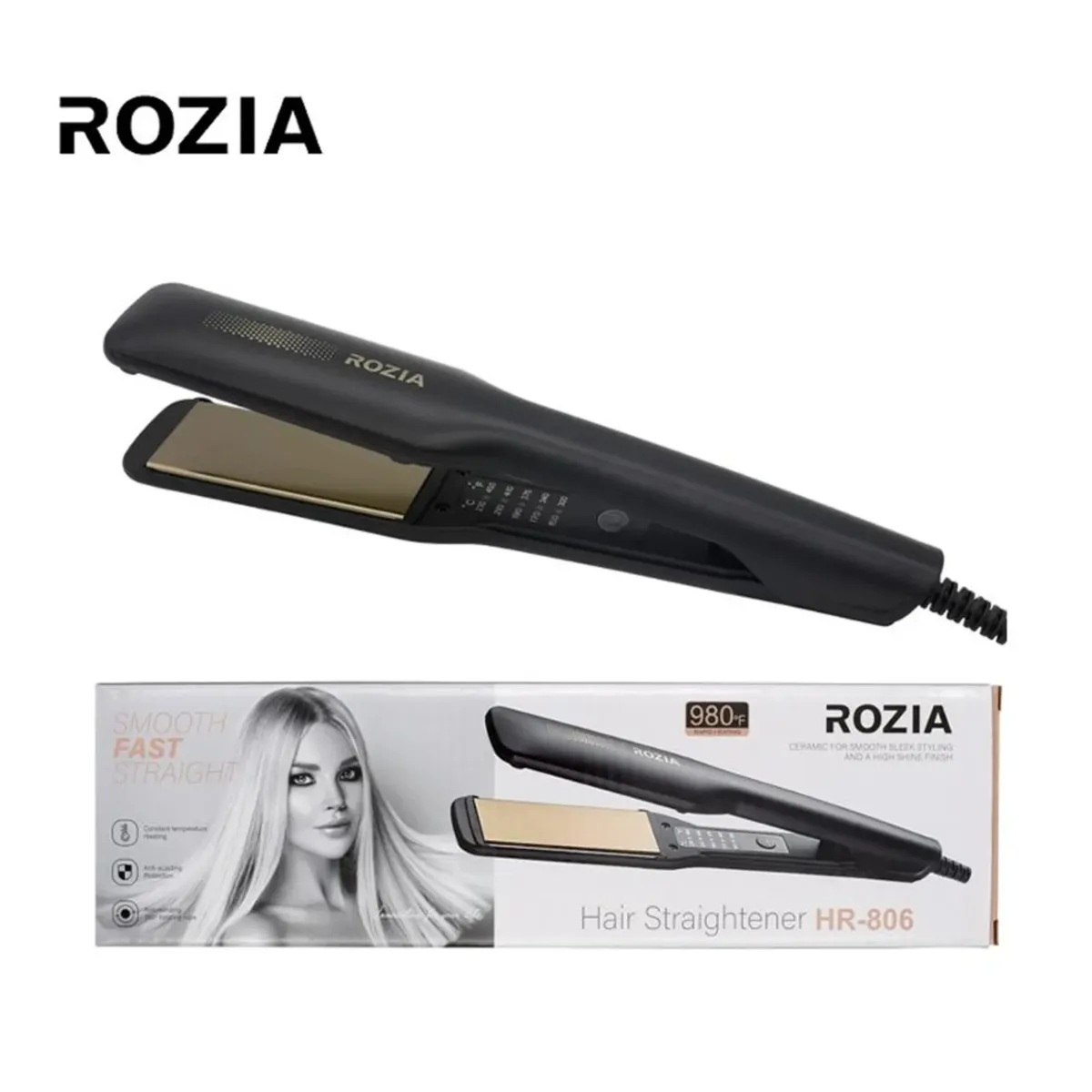 PLANCHA ALISADORA PARA CABELLO ROZIA 980° HR806 LACEADORA - 1