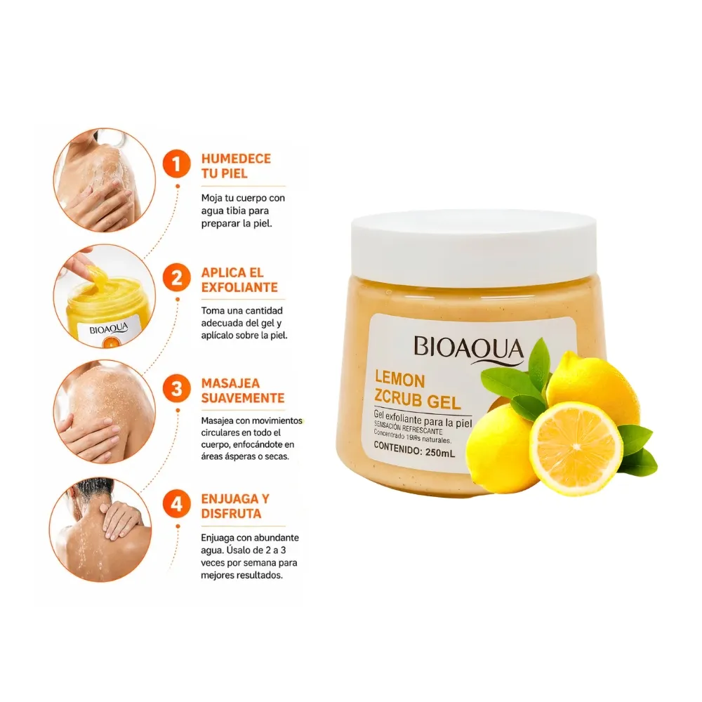 BIOAQUA EXFOLIANTE EN GEL CORPORAL LEMON ZCRVB LIMON GEL 250ML - 3