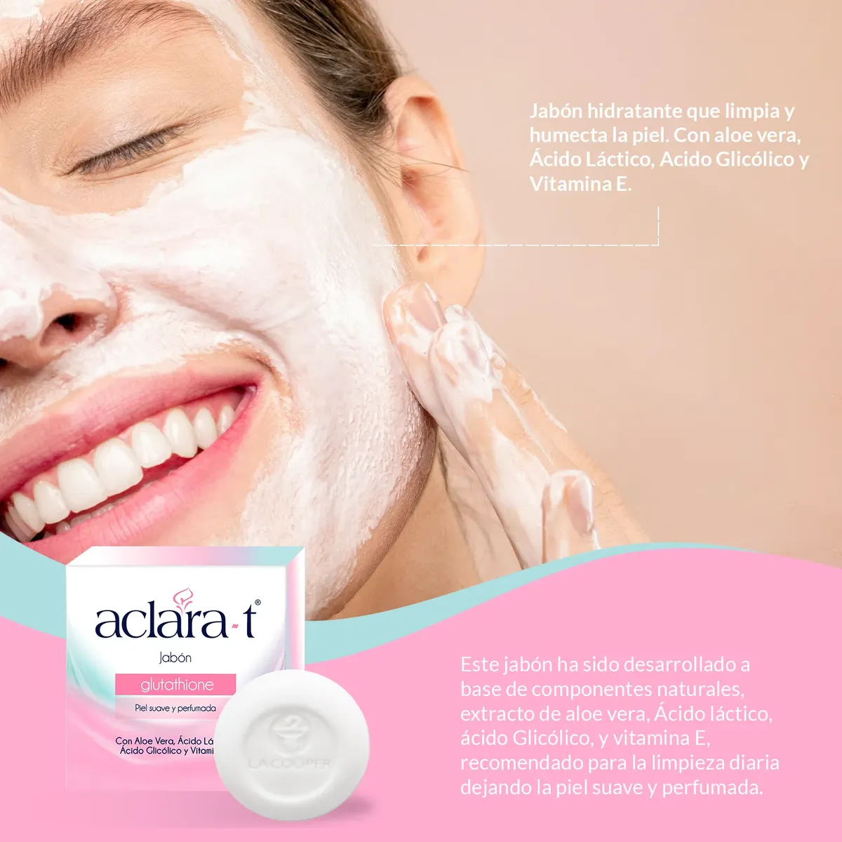 JABON BLANQUEADOR DE GLUTATHIONE ACLARA-T 80G ACLARANTE ANTIMANCHAS - 3