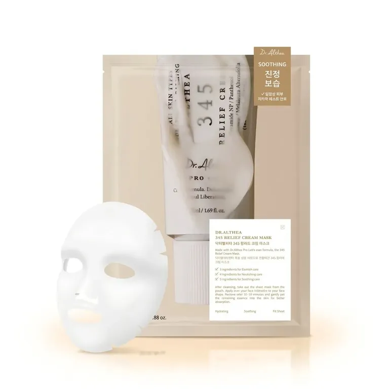 DR ALTHEA 345 RELIEF CREAM MASK 25G X 1 UNIDAD MASCARILLA FACIAL HIDRATANTE COREANA - 1