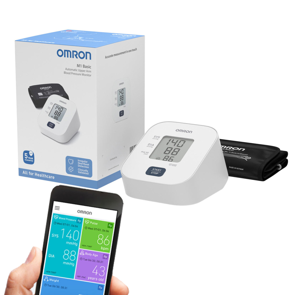 TENSIÓMETRO OMRON HEM-7090-LE + CONEXIÓN CELULAR - 1