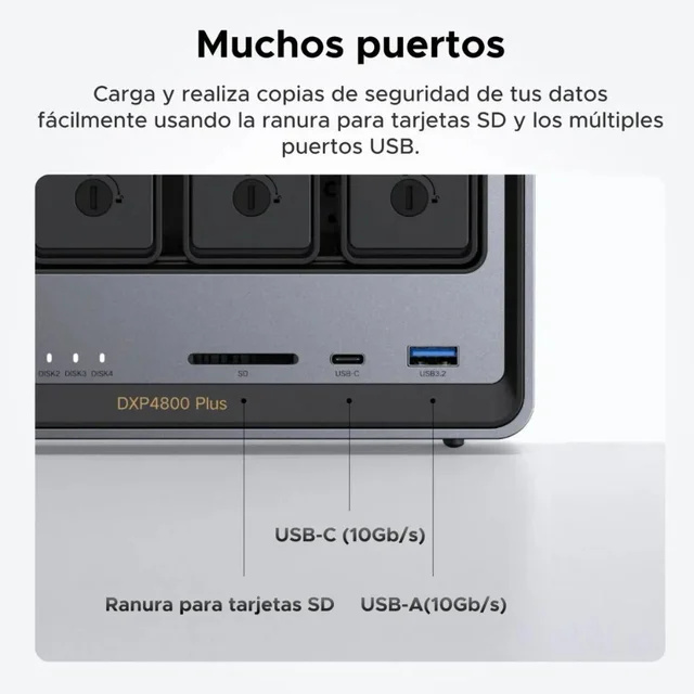 SERVIDOR NAS UGREEN NASYNC DXP4800 PLUS 4 BAHÍAS 144TB 10GBE 8GB DDR5 INTEL PENTIUM GOLD 8505 - 4