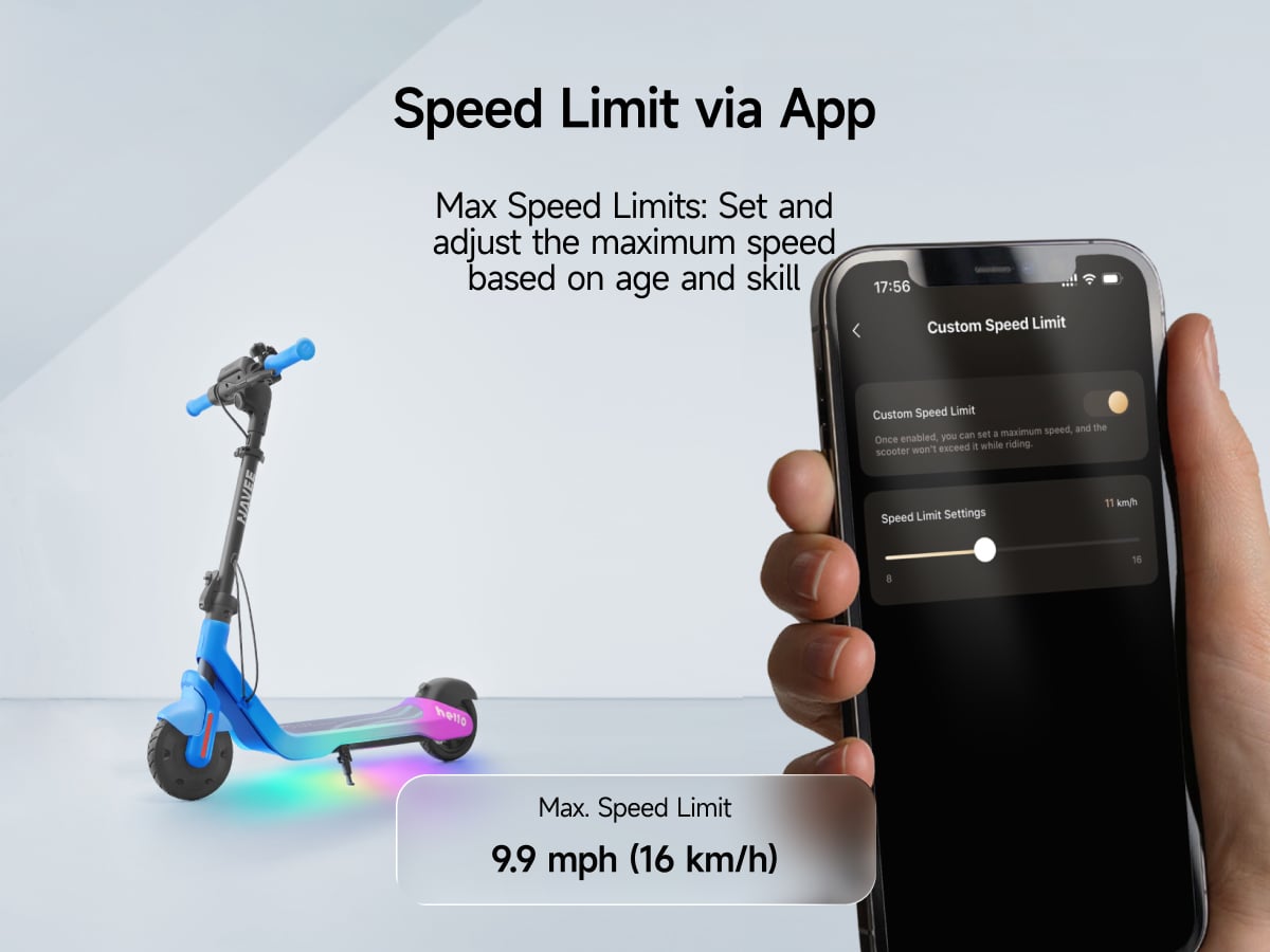 SCOOTER ELÉCTRICO INFANTIL NAVEE K100 MAX 260W 24KM AUTONOMÍA 16KM/H FIND MY Y PARLANTE - 8