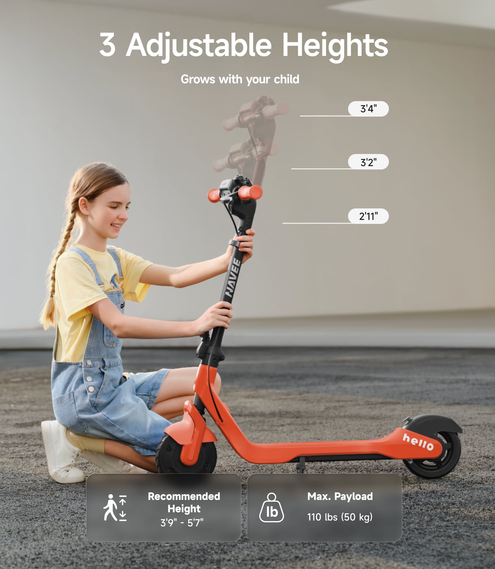 SCOOTER ELÉCTRICO INFANTIL NAVEE K100 PRO 160W 11KM AUTONOMÍA 16KM/H MANUBRIO AJUSTABLE - 10