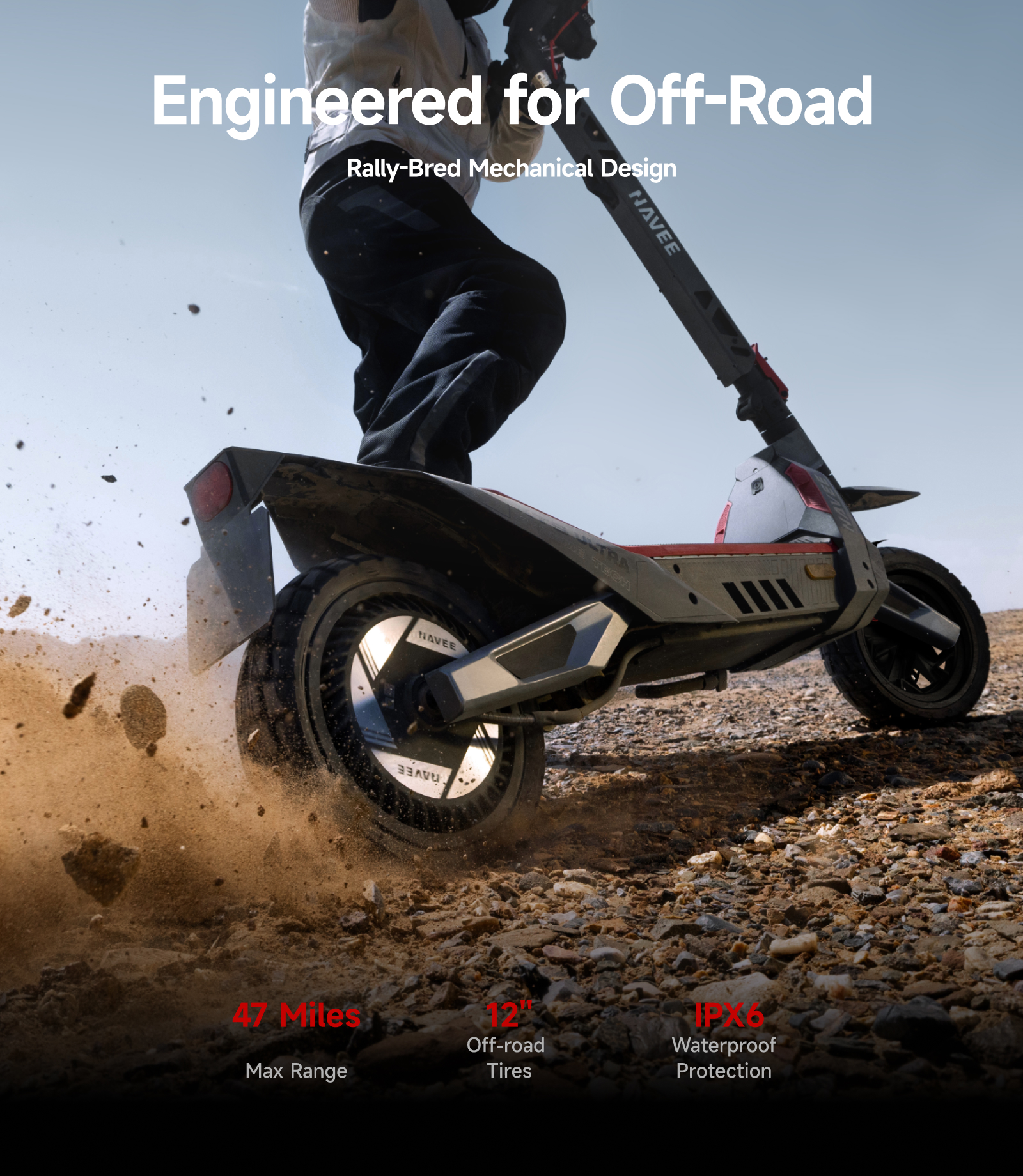 SCOOTER ELÉCTRICO NAVEE XT5 PRO EU 2200W 75KM AUTONOMÍA 25KM/H 12 PULGADAS OFF ROAD - 7