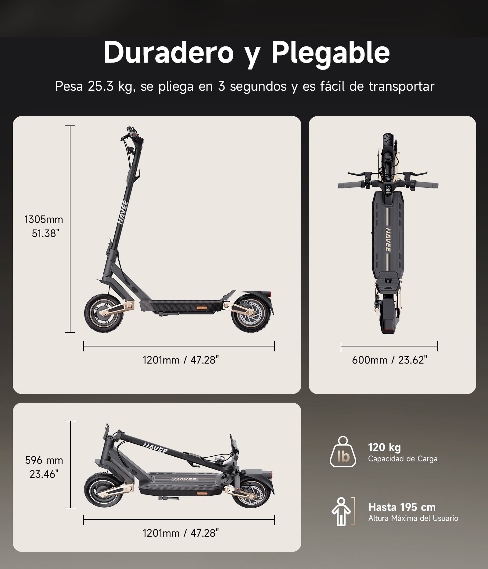 SCOOTER ELÉCTRICO NAVEE ST3 PRO-E 1350W 75KM AUTONOMÍA 25KM/H DOBLE SUSPENSIÓN - 10