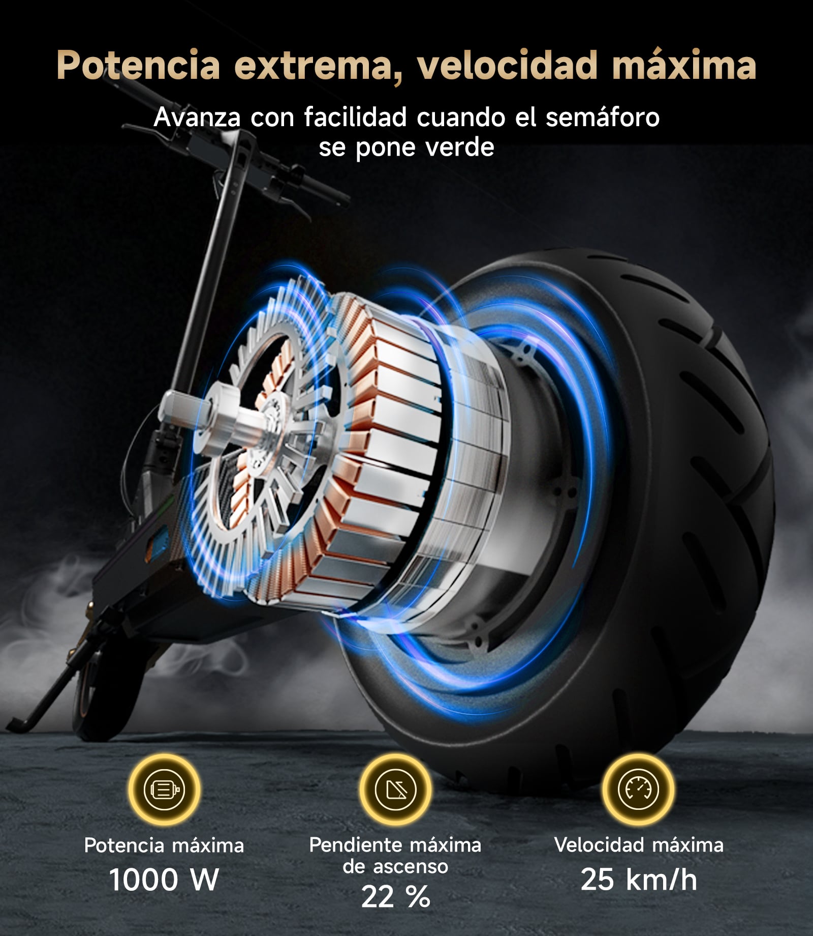 SCOOTER ELÉCTRICO NAVEE GT3 PRO-E 1000W 60KM AUTONOMÍA 25KM/H DOBLE SUSPENSIÓN - 10
