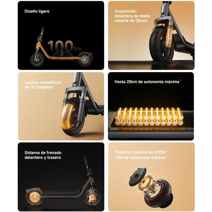 SCOOTER ELÉCTRICO PLEGABLE XIAOMI ELECTRIC SCOOTER 6 LITE GL NEGRO - 8