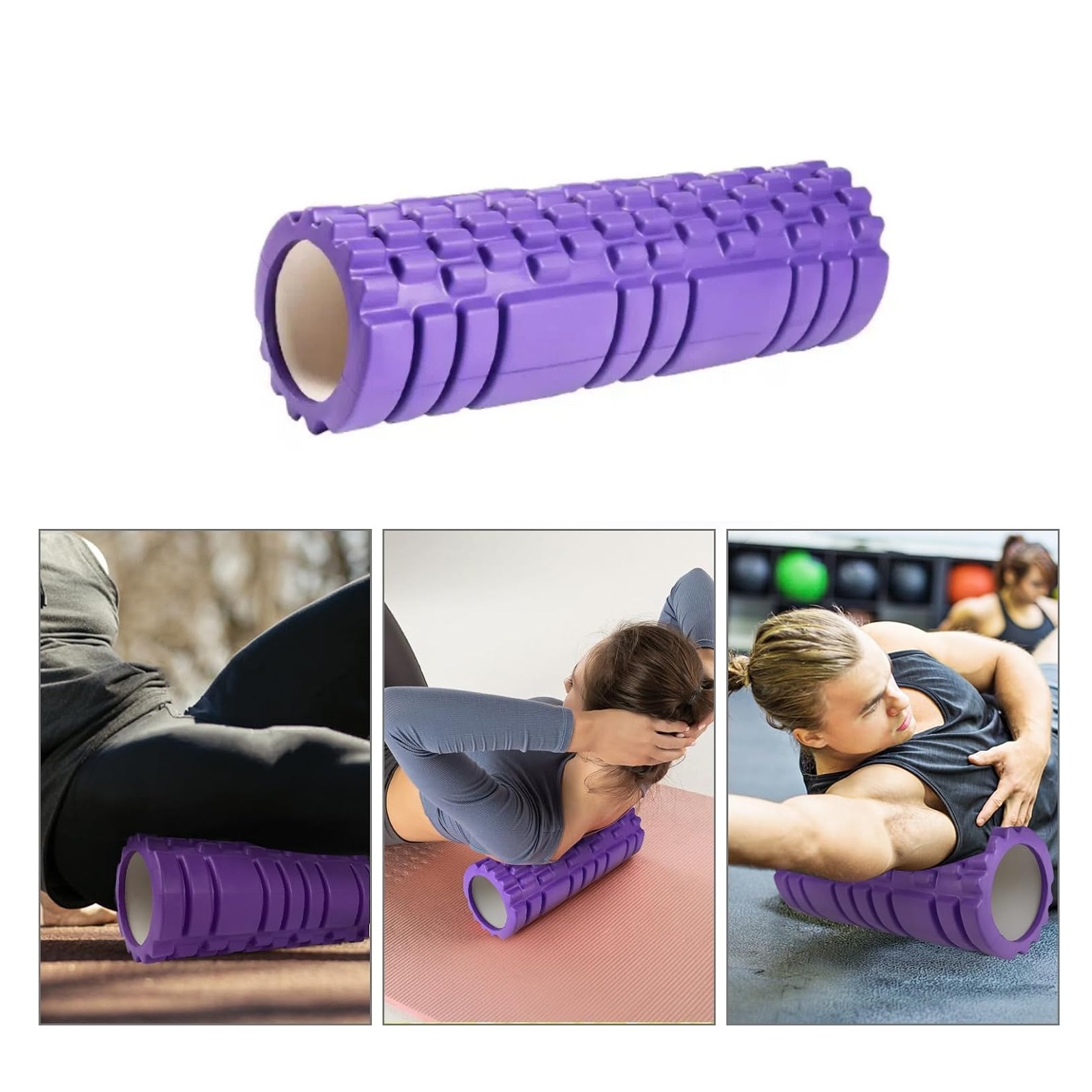 FOAM ROLLER 45 CM 4 EN 1 RODILLO MASO BANDA BOLA DE MASAJE MORADO - 3