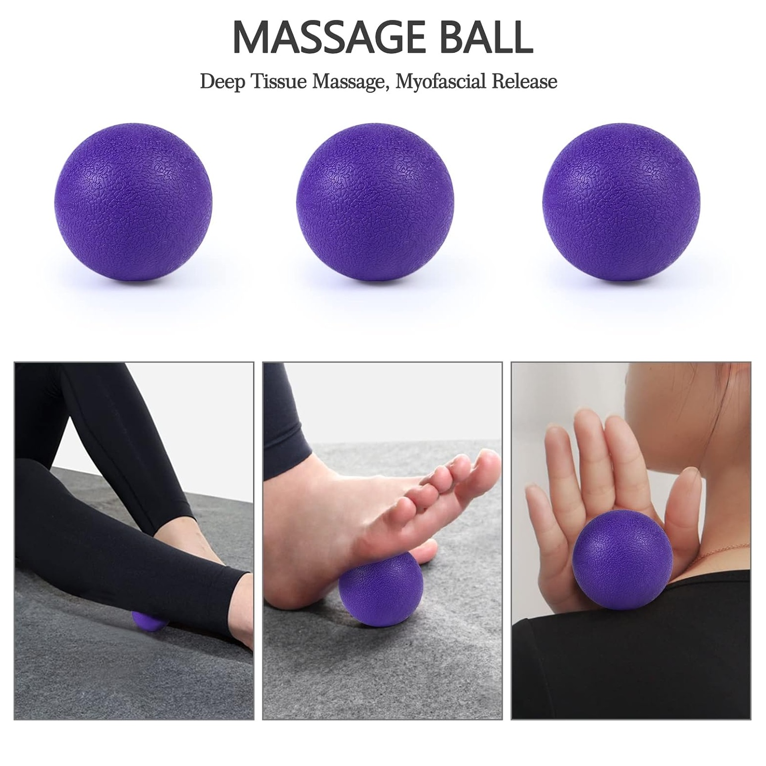 FOAM ROLLER 45 CM 4 EN 1 RODILLO MASO BANDA BOLA DE MASAJE MORADO - 5