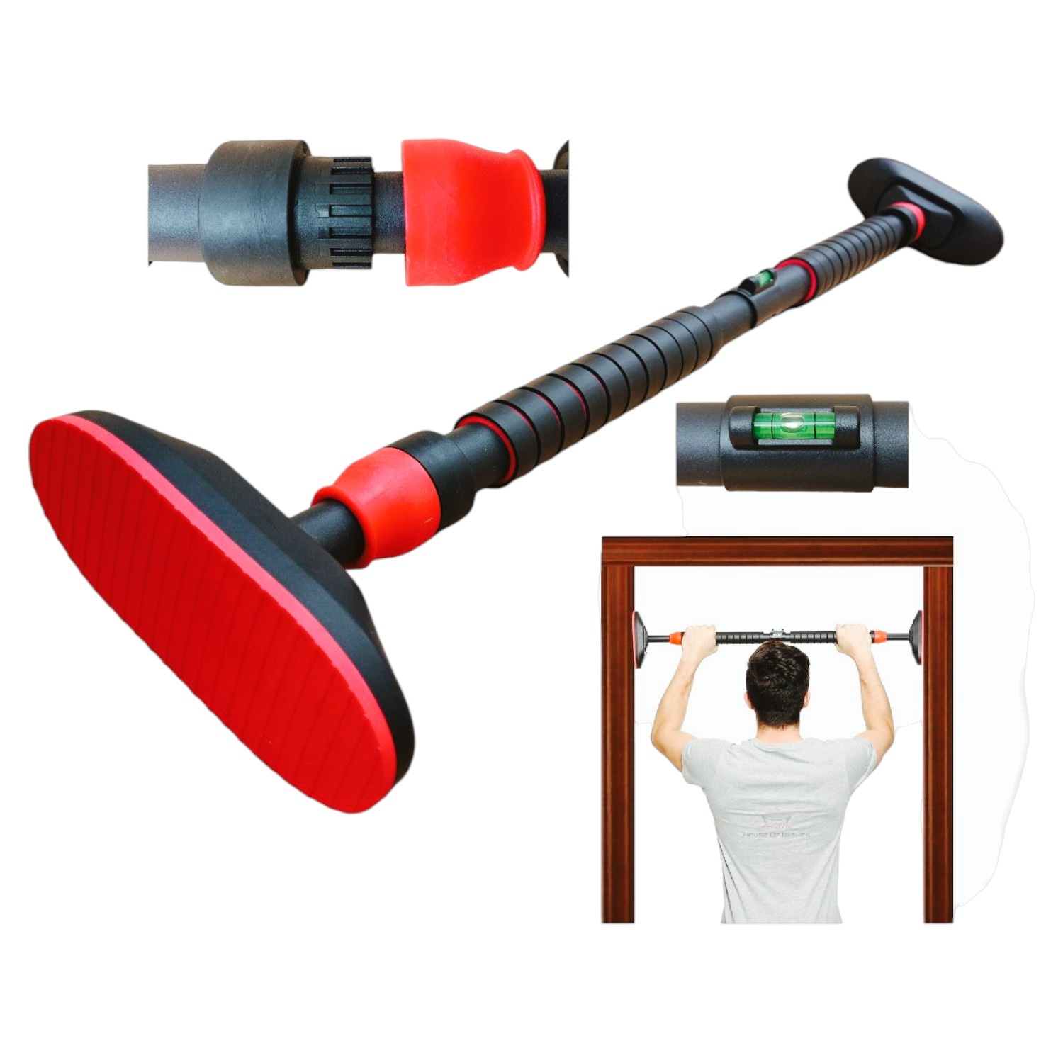 BARRA DOMINADAS PULL UP BAR EXPANDIBLE CON NIVEL 70 A 100 CM - 1