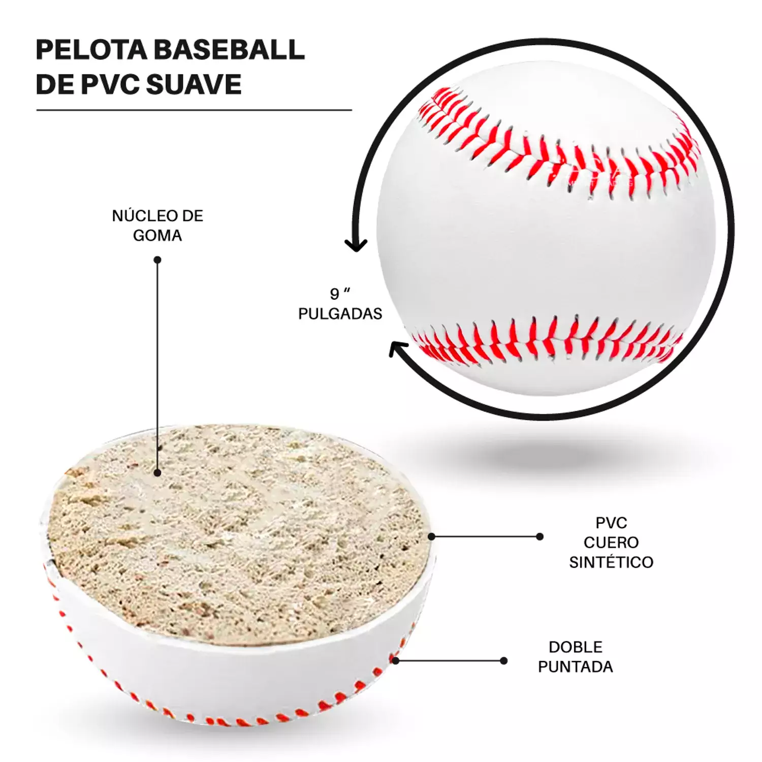 PAR PELOTAS DE BÉISBOL BASEBALL BLANCA CON COSTURA ROJA - 2