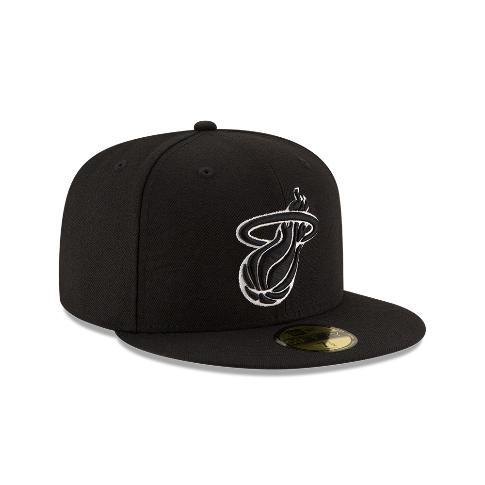 GORRA 59FIFTY MIAMI HEAT NBA 5950 BLK/WHI NEGRO - 2