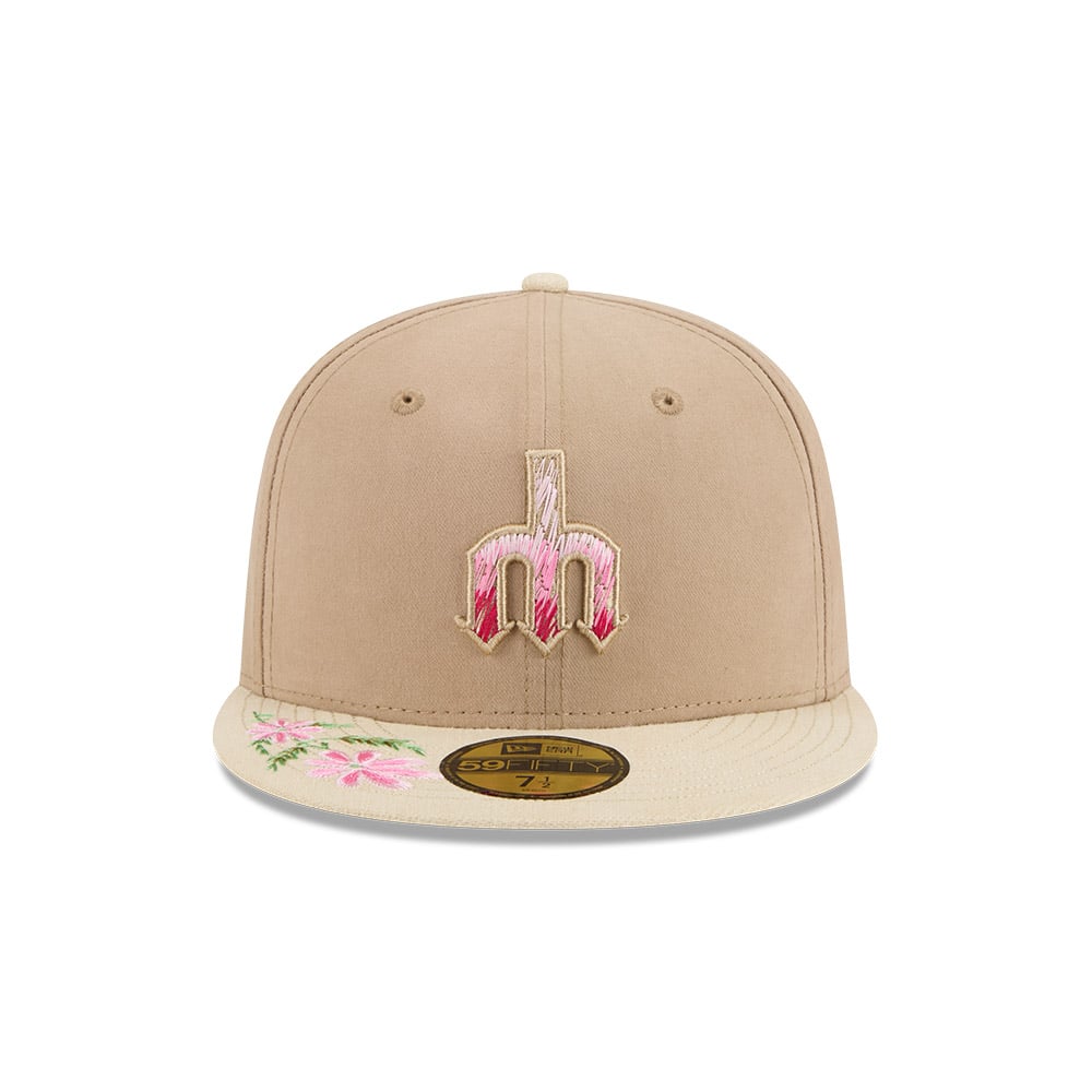GORRA 59FIFTY MLB SEATTLE MARINERS HAND STITCHED FLORAL BEIGE - 3