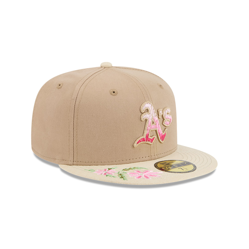 GORRA 59FIFTY MLB OAKLAND ATHLETICS HAND STITCHED FLORAL BEIGE - 2