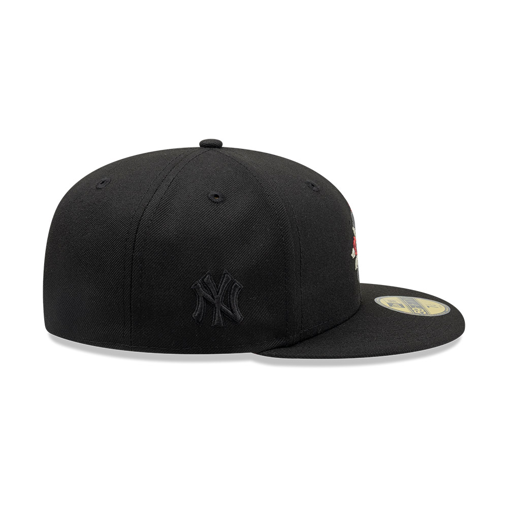 GORRA 59FIFTY MLB NEW YORK YANKEES GOTHIC FLOWERS NEGRO - 4