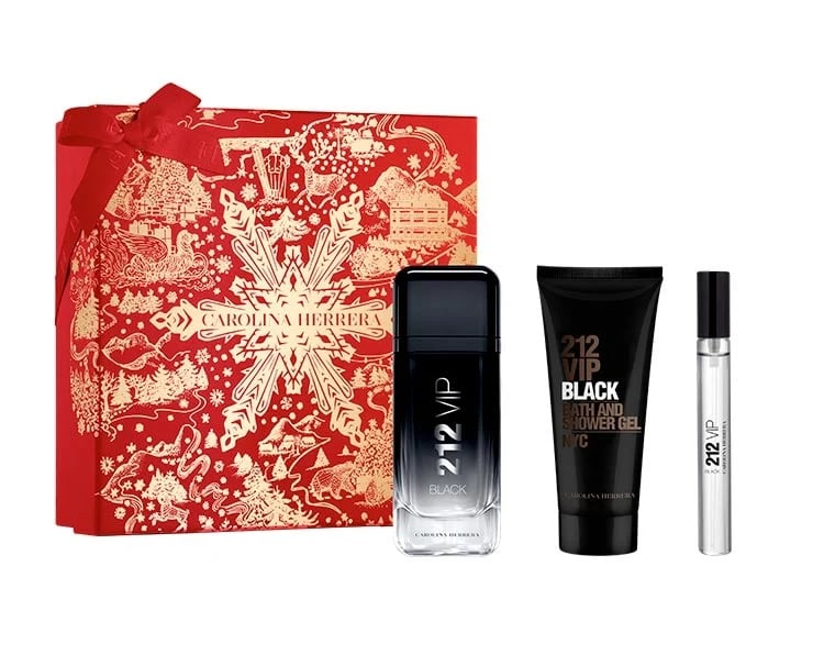 SET PERFUME CH 212 VIP BLACK HOMBRE EDP 100ML + SHOWER GEL 100ML + TRAVEL SPRAY 10ML - 1
