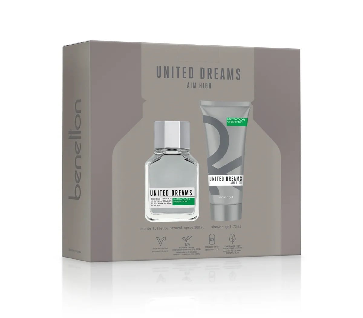 SET PERFUME BENETTON UNITED DREAMS AIM HIGH HOMBRE EDT 100 ML + GEL DE BAÑO 75 ML - 3