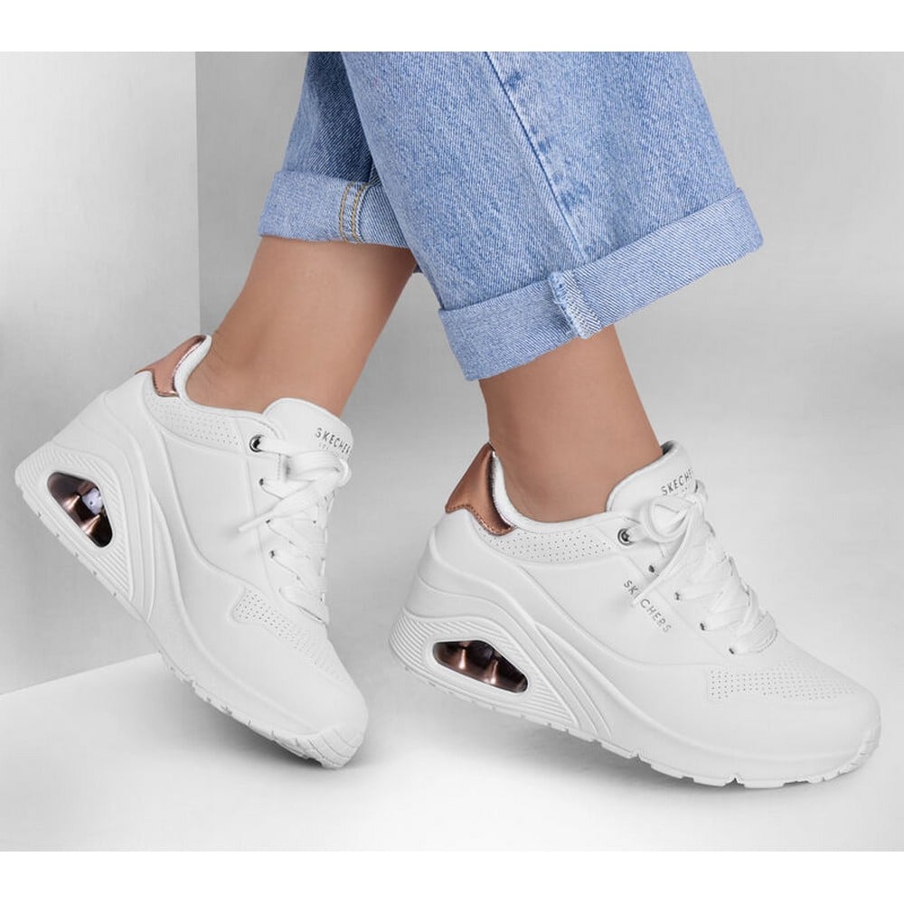 ZAPATILLAS MUJER SKECHERS BLANCO UNO WEDGE 177520-WHT CUERO - 5