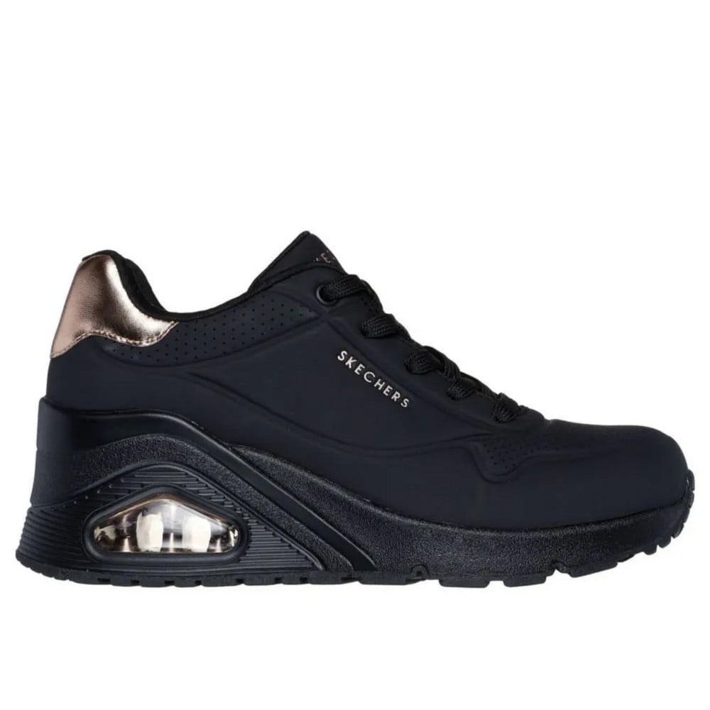 ZAPATILLAS MUJER SKECHERS NEGRO WEDGE HI 177520-BBK CUERO - 1