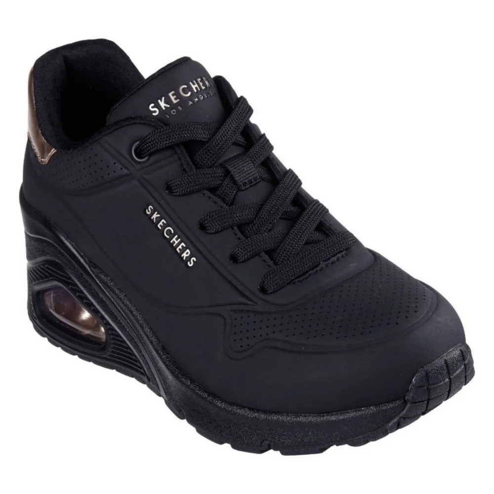 ZAPATILLAS MUJER SKECHERS NEGRO WEDGE HI 177520-BBK CUERO - 2