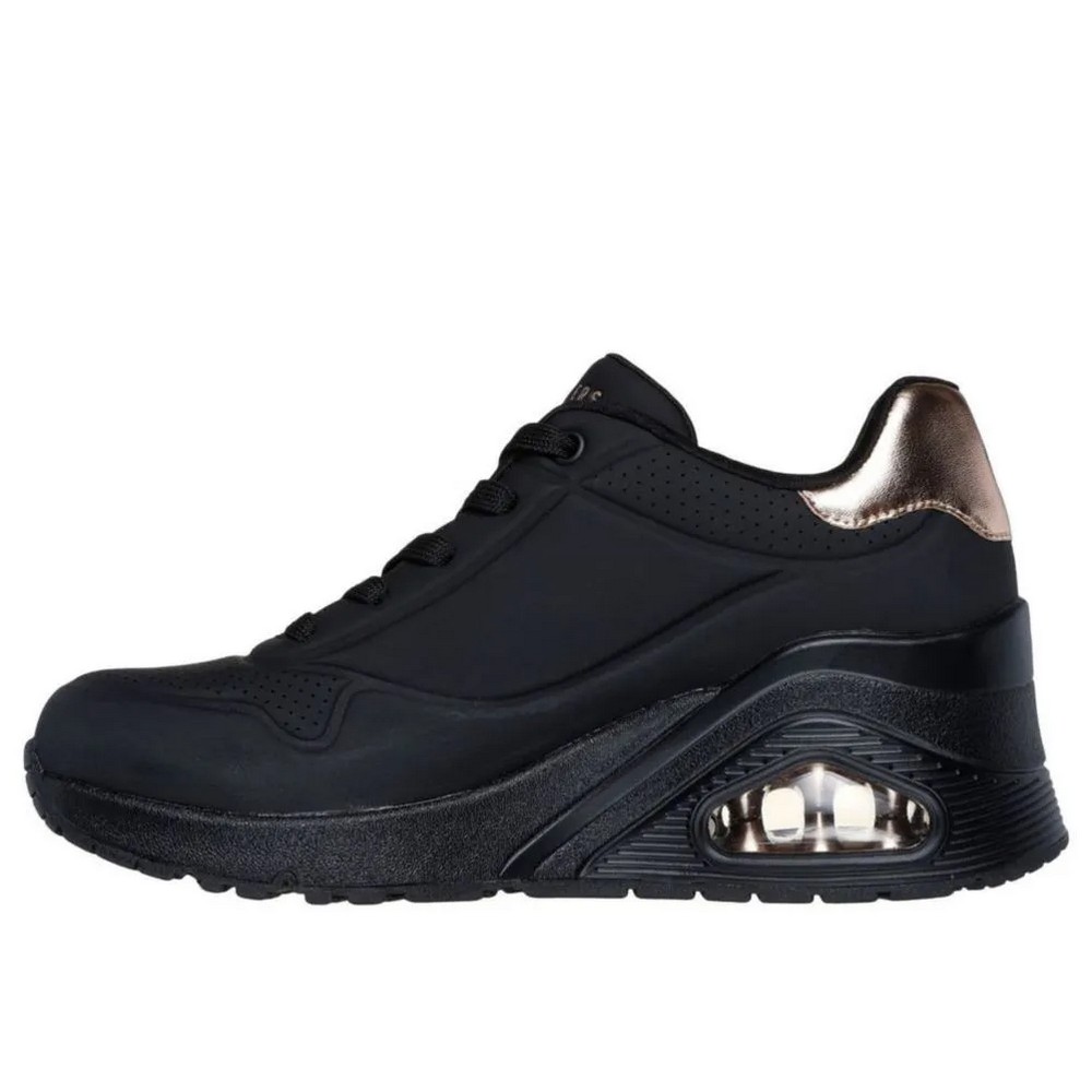 ZAPATILLAS MUJER SKECHERS NEGRO WEDGE HI 177520-BBK CUERO - 3