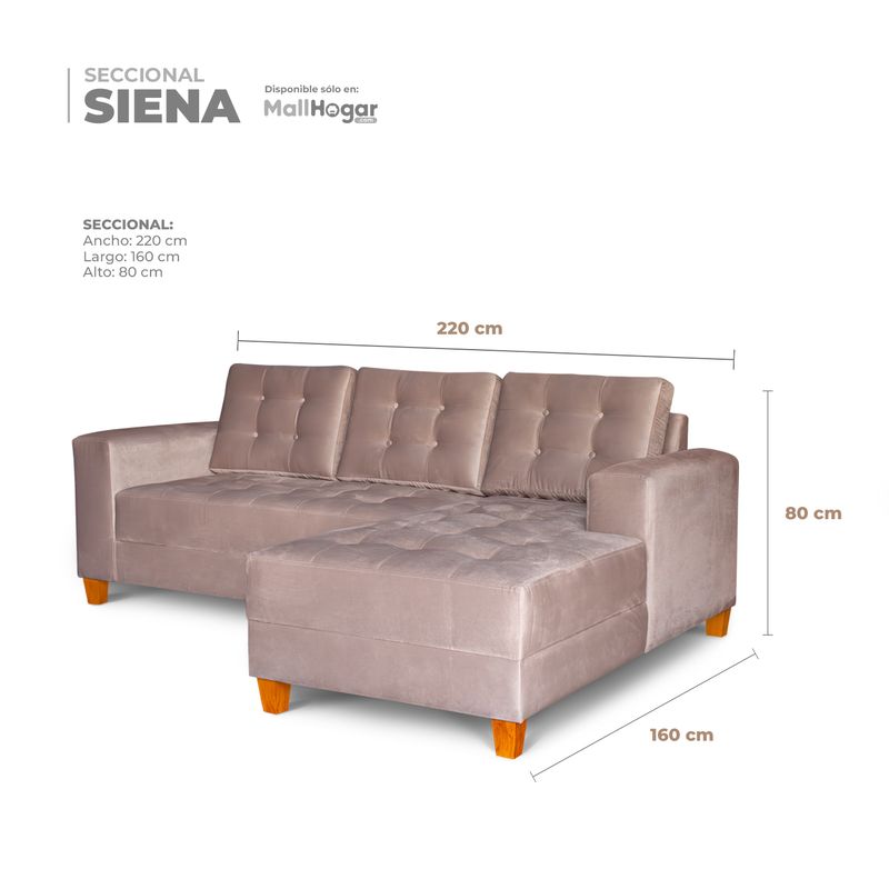 SECCIONAL MALLHOGAR SIENA DERECHO BEIGE OSCURO - 4