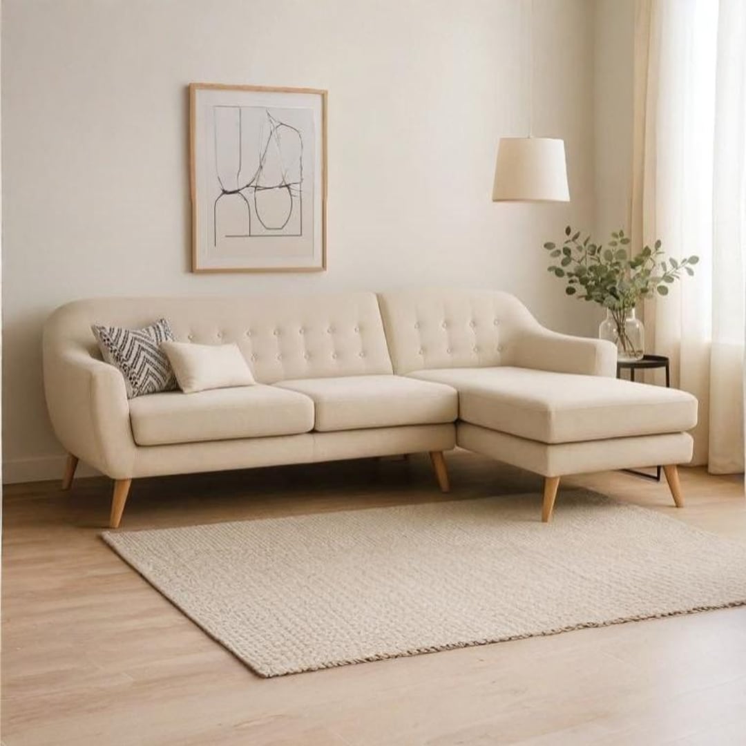 SECCIONAL MALLHOGAR LUCIA DERECHO BEIGE CLARO - 1