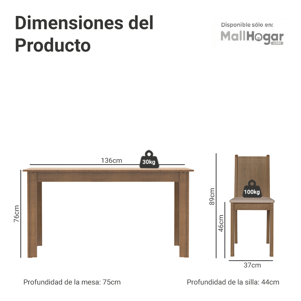 JUEGO DE COMEDOR RUSTIC BEIGE OBSCURO - 3