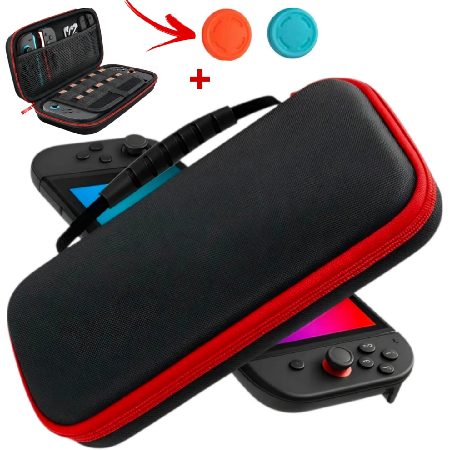 ESTUCHE PROTECTOR DE NINTENDO SWITCH 2 CASE + MICA DE VIDRIO - NEGRO - 2