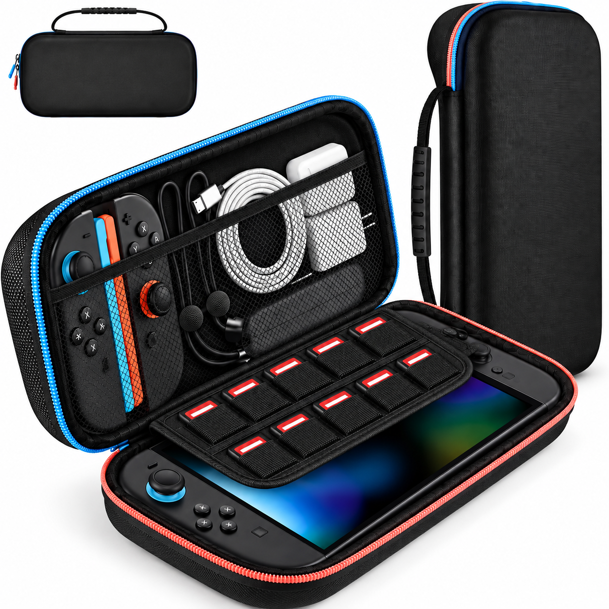 ESTUCHE PROTECTOR DE NINTENDO SWITCH 2 CASE + MICA DE VIDRIO - NEGRO - 4