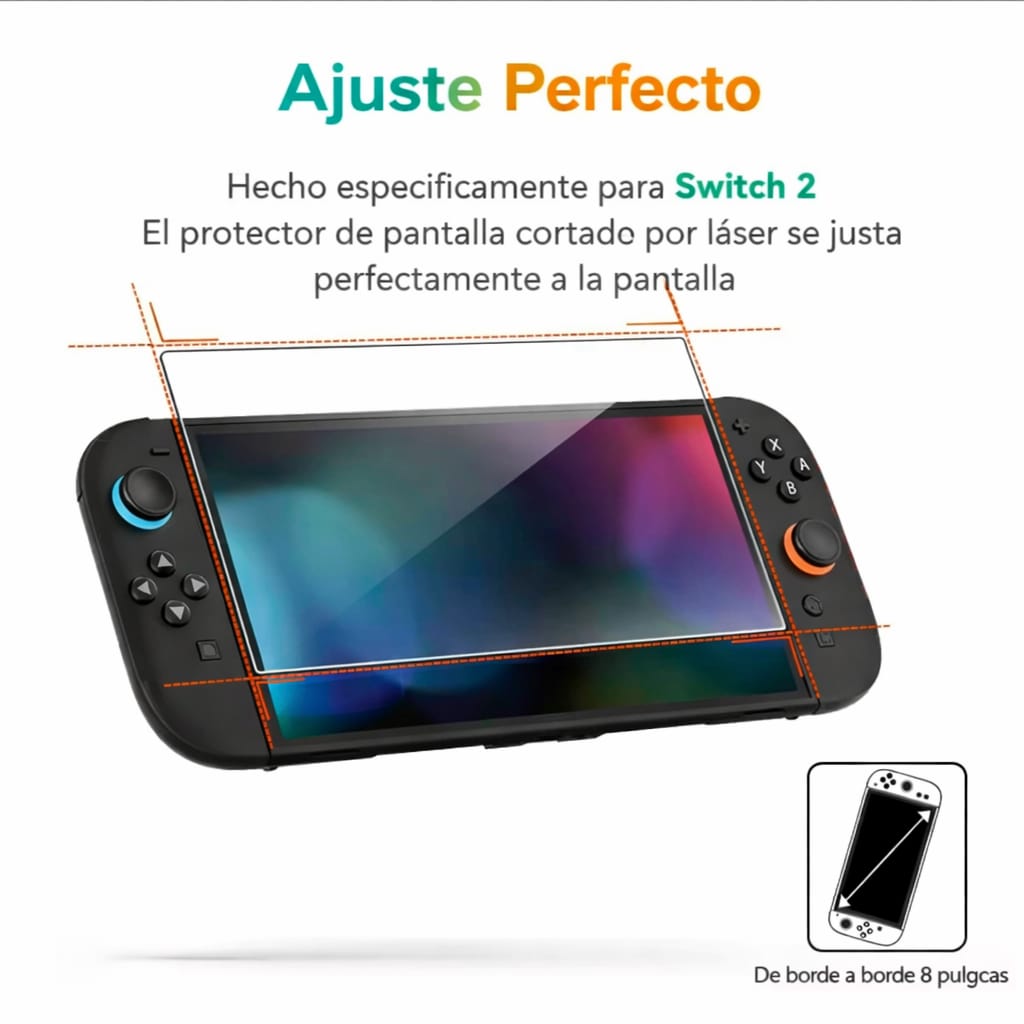 ESTUCHE PROTECTOR DE NINTENDO SWITCH 2 CASE + MICA DE VIDRIO - NEGRO - 7