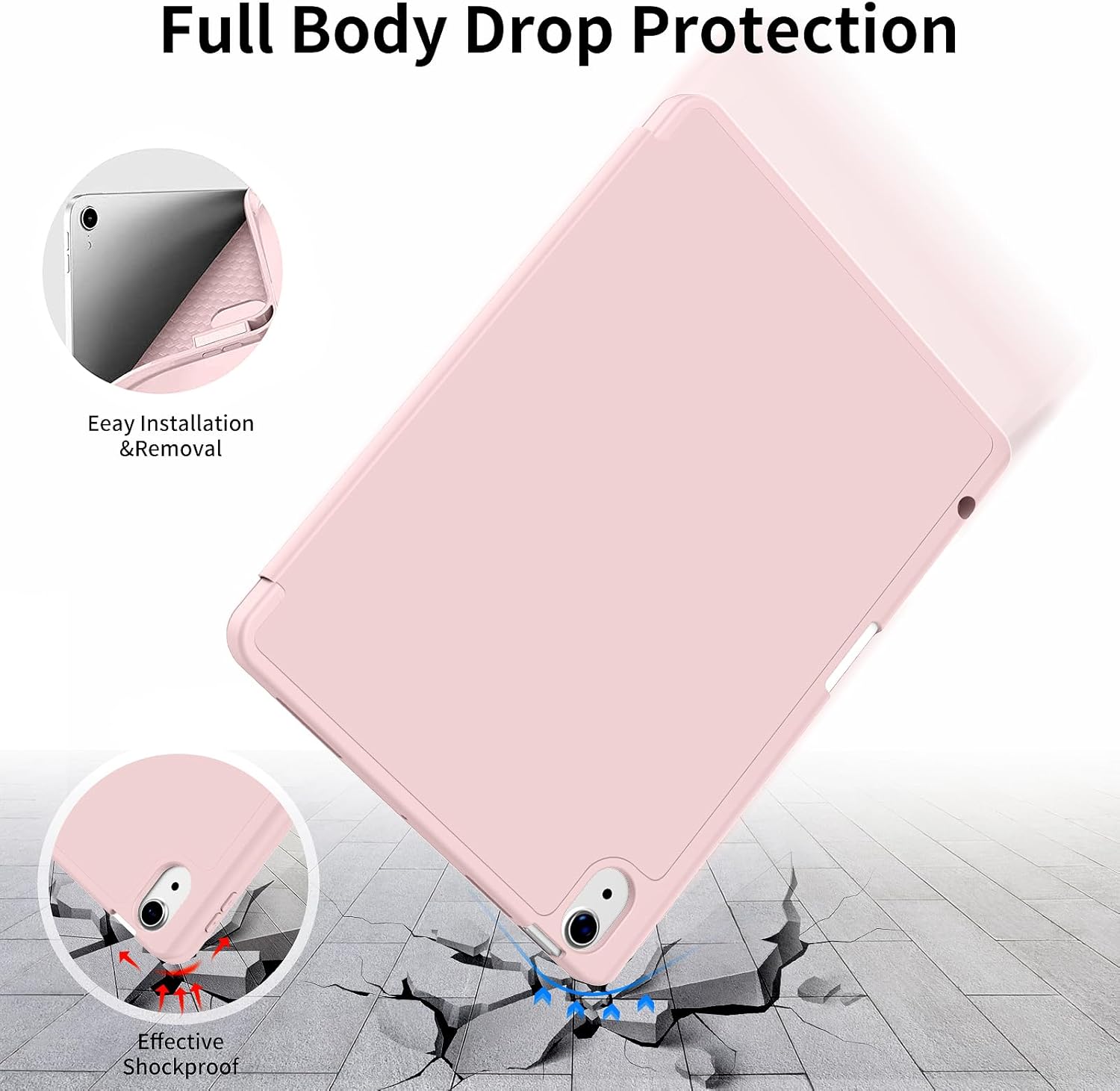 FUNDA SMART CASE PARA IPAD AIR 11' 2024 CHIP M2 6TA GENERACIÓN - ROSA - 4