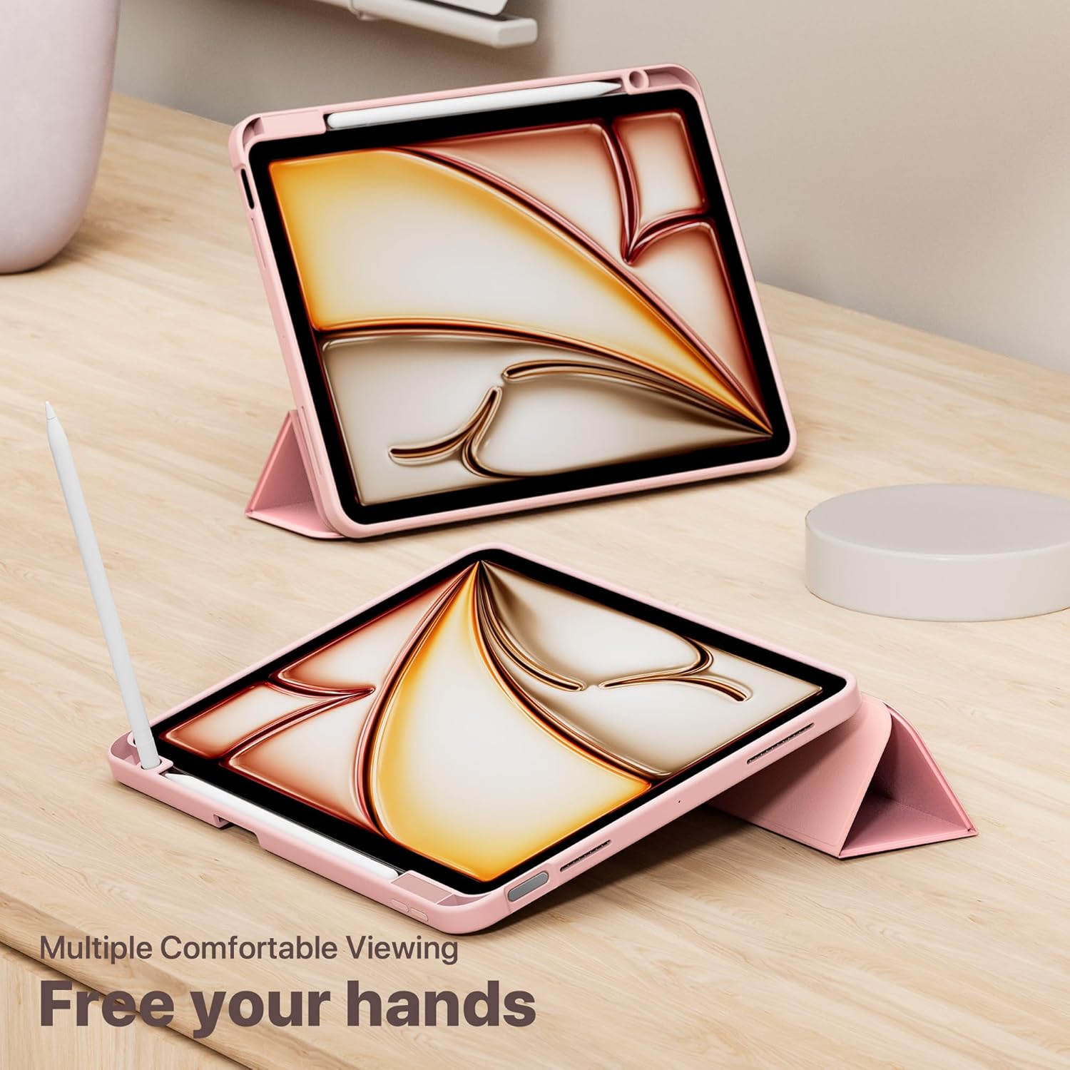 FUNDA SMART CASE PARA IPAD AIR 11' 2024 CHIP M2 6TA GENERACIÓN - ROSA - 5