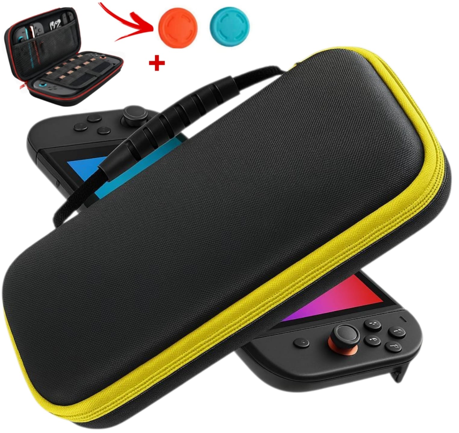 ESTUCHE PROTECTOR PARA NINTENDO SWITCH 2 CASE FUNDA - NEGRO/AMARILLO - 1