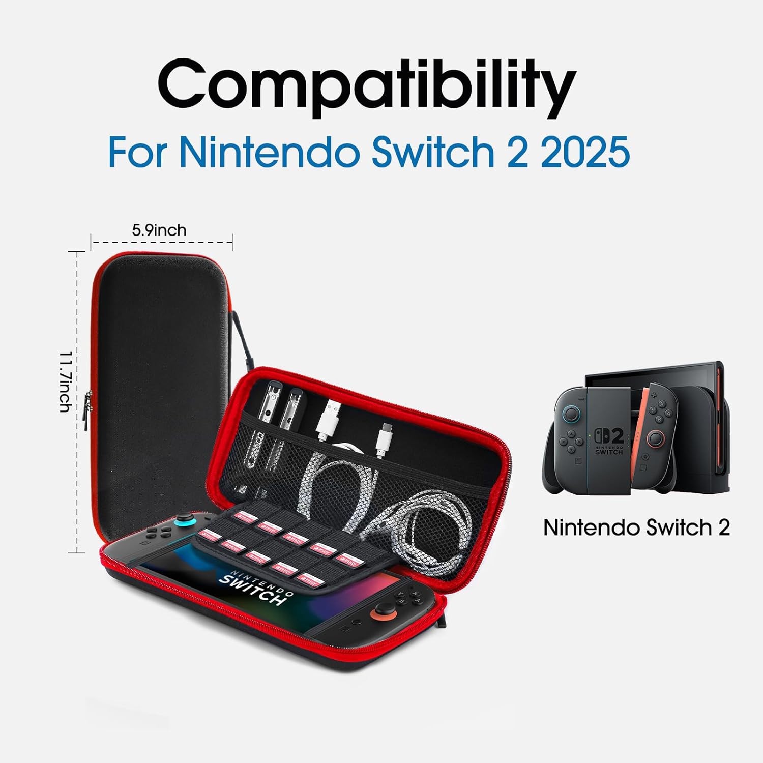 ESTUCHE PROTECTOR PARA NINTENDO SWITCH 2 CASE FUNDA - NEGRO/AMARILLO - 6