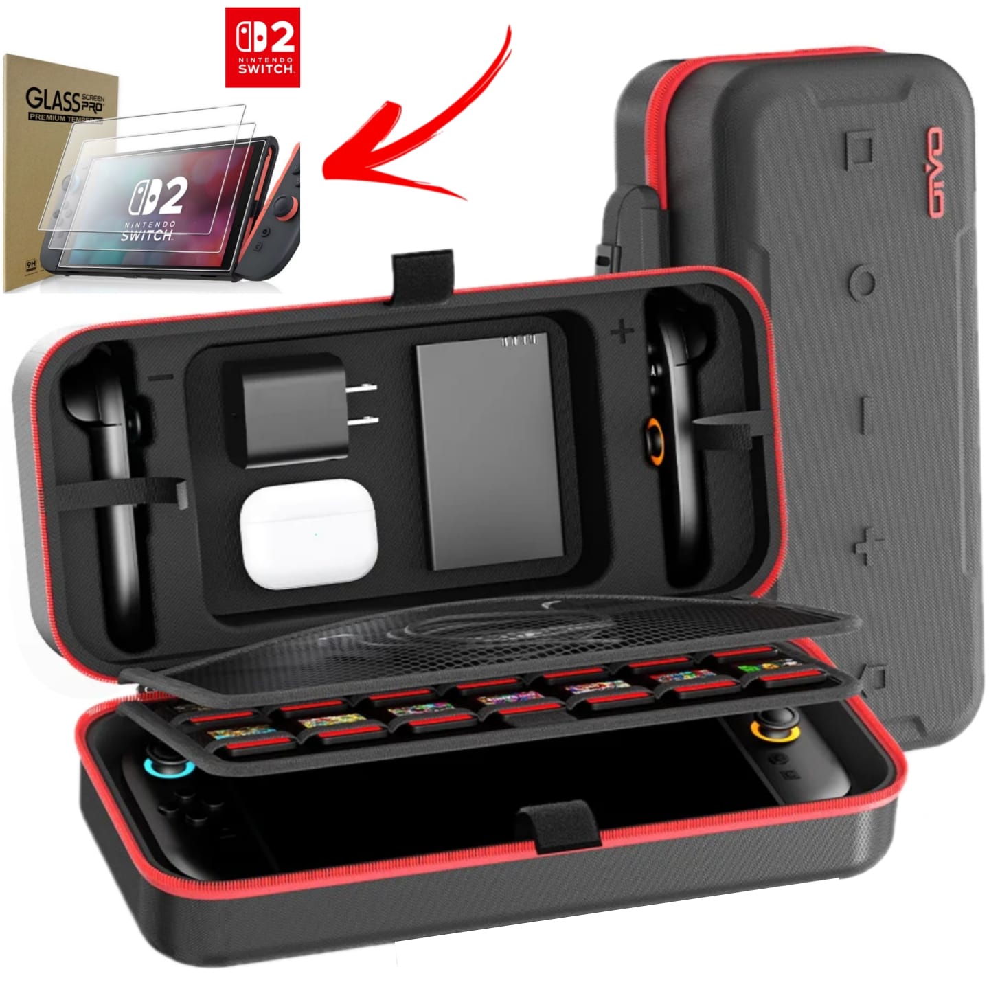 02 MICAS + MINI MALETA FUNDA PARA NINTENDO SWITCH 2 ESTUCHE CASE - 1