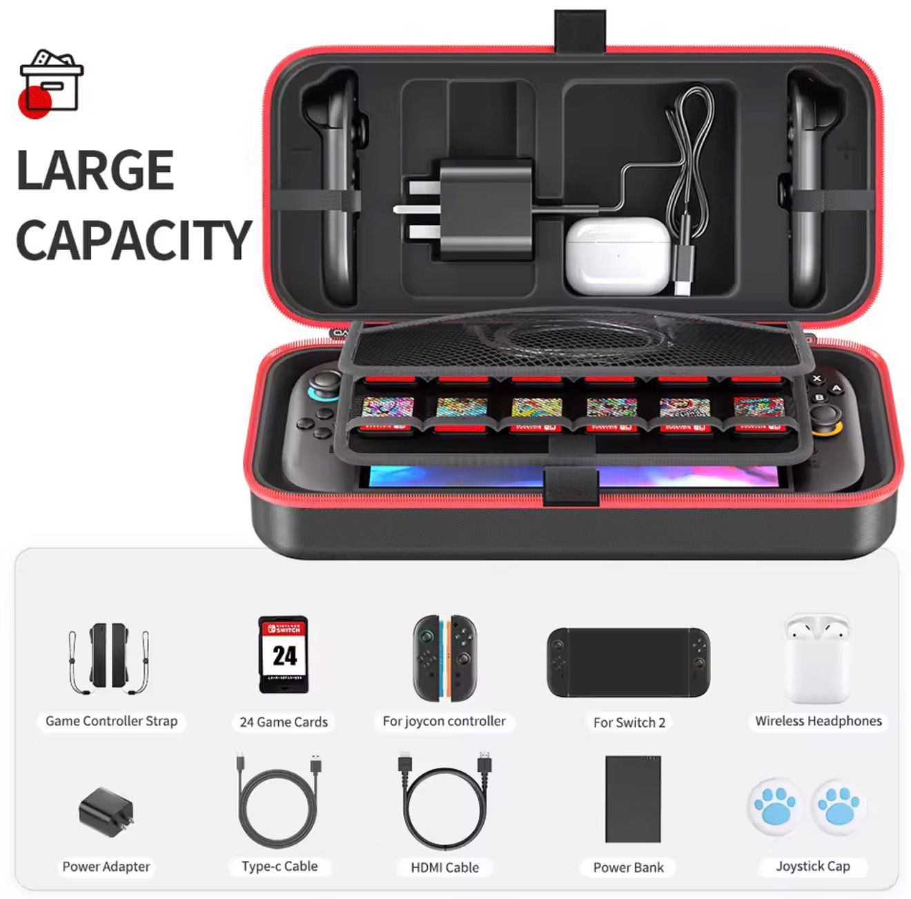 02 MICAS + MINI MALETA FUNDA PARA NINTENDO SWITCH 2 ESTUCHE CASE - 6