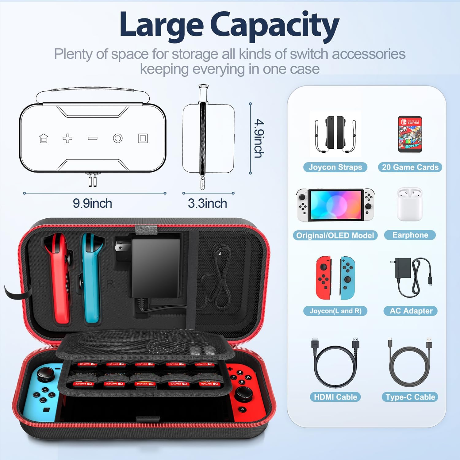 MINI MALETA FUNDA PARA NINTENDO SWITCH OLED ESTUCHE CASE IMPERMEABLE - 6