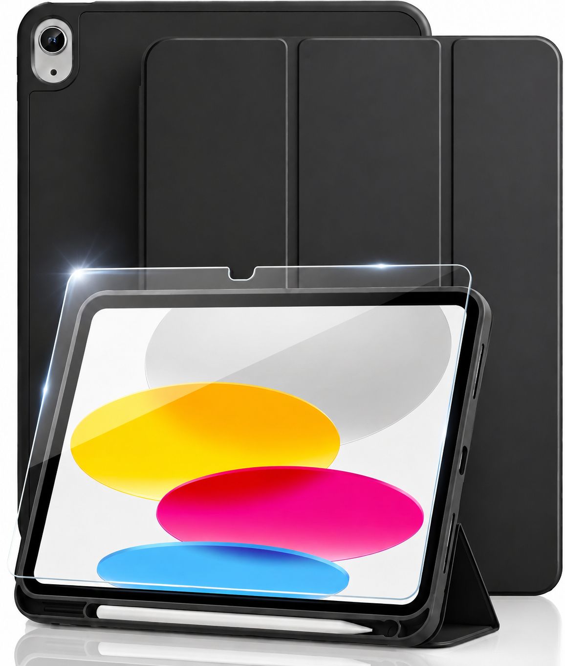 MICA + FUNDA SMART CASE DE IPAD A16 CHIP 11MA GEN 10MA 10.9 - NEGRO - 1