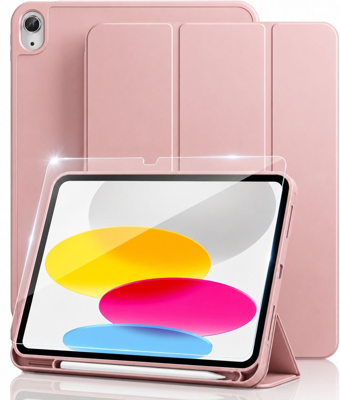 MICA + FUNDA SMART CASE DE IPAD A16 CHIP 11MA GEN 10MA 10.9 - ROSA - 1