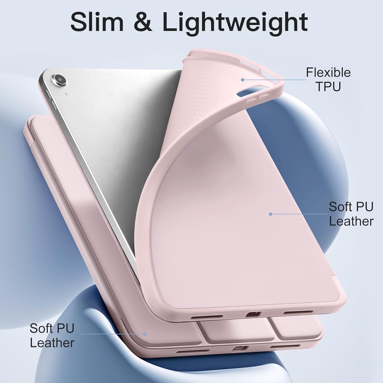 MICA + FUNDA SMART CASE DE IPAD A16 CHIP 11MA GEN 10MA 10.9 - ROSA - 4