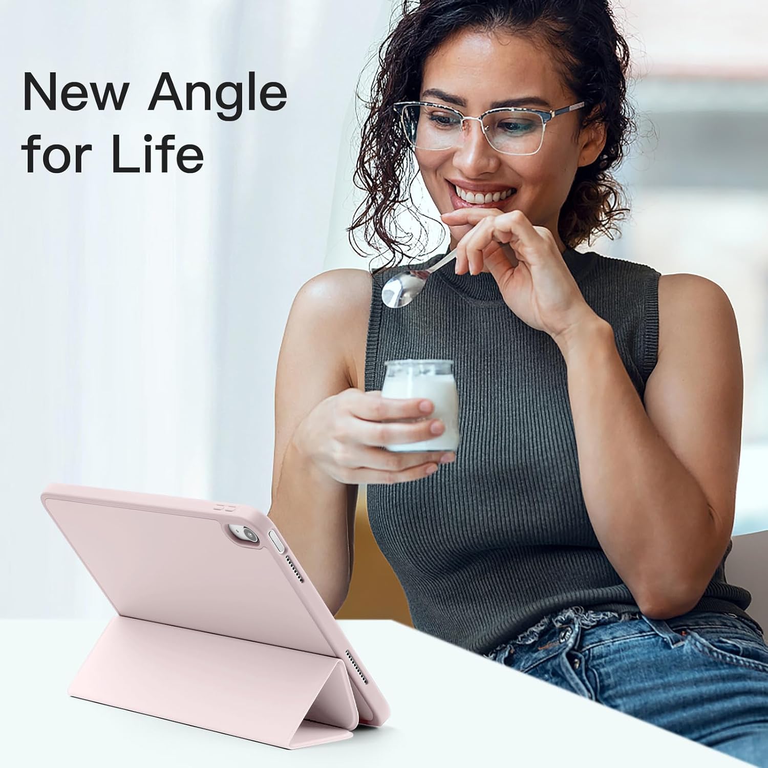 MICA + FUNDA SMART CASE DE IPAD A16 CHIP 11MA GEN 10MA 10.9 - ROSA - 5