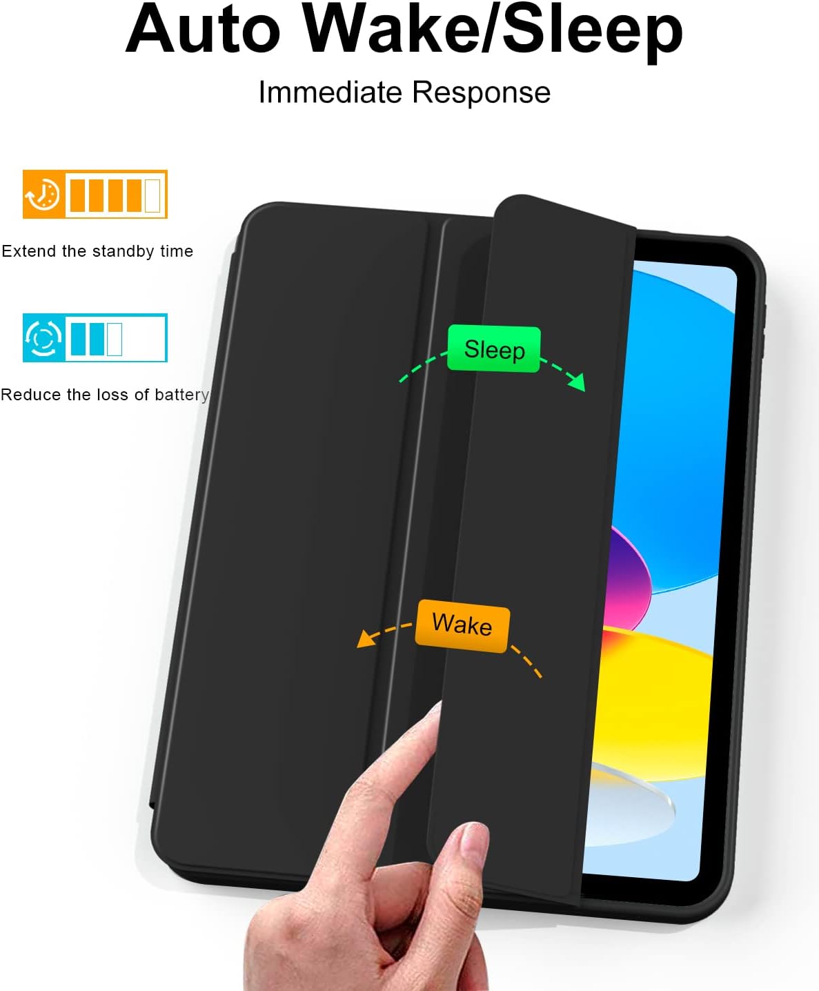 FUNDA SMART CASE DE IPAD A16 CHIP 11MA GEN (2025) 10MA 10.9 -NEGRO - 3