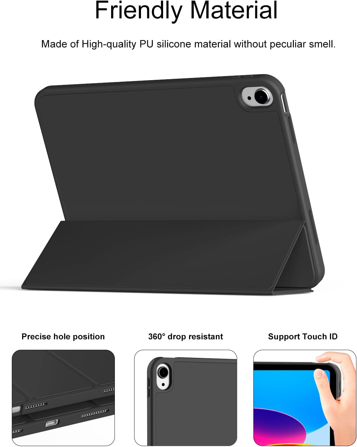 FUNDA SMART CASE DE IPAD A16 CHIP 11MA GEN (2025) 10MA 10.9 -NEGRO - 5