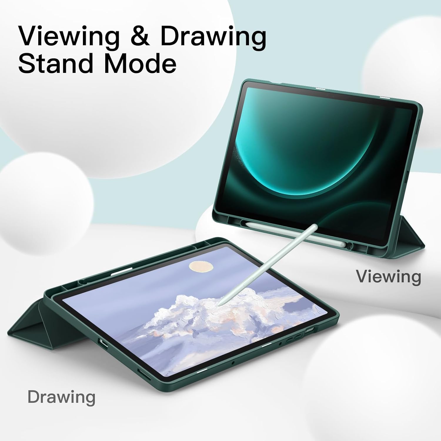 MICA + FUNDA DE GALAXY TAB S10 LITE S10 FE S9 FE PORTA S PEN - VERDE - 2