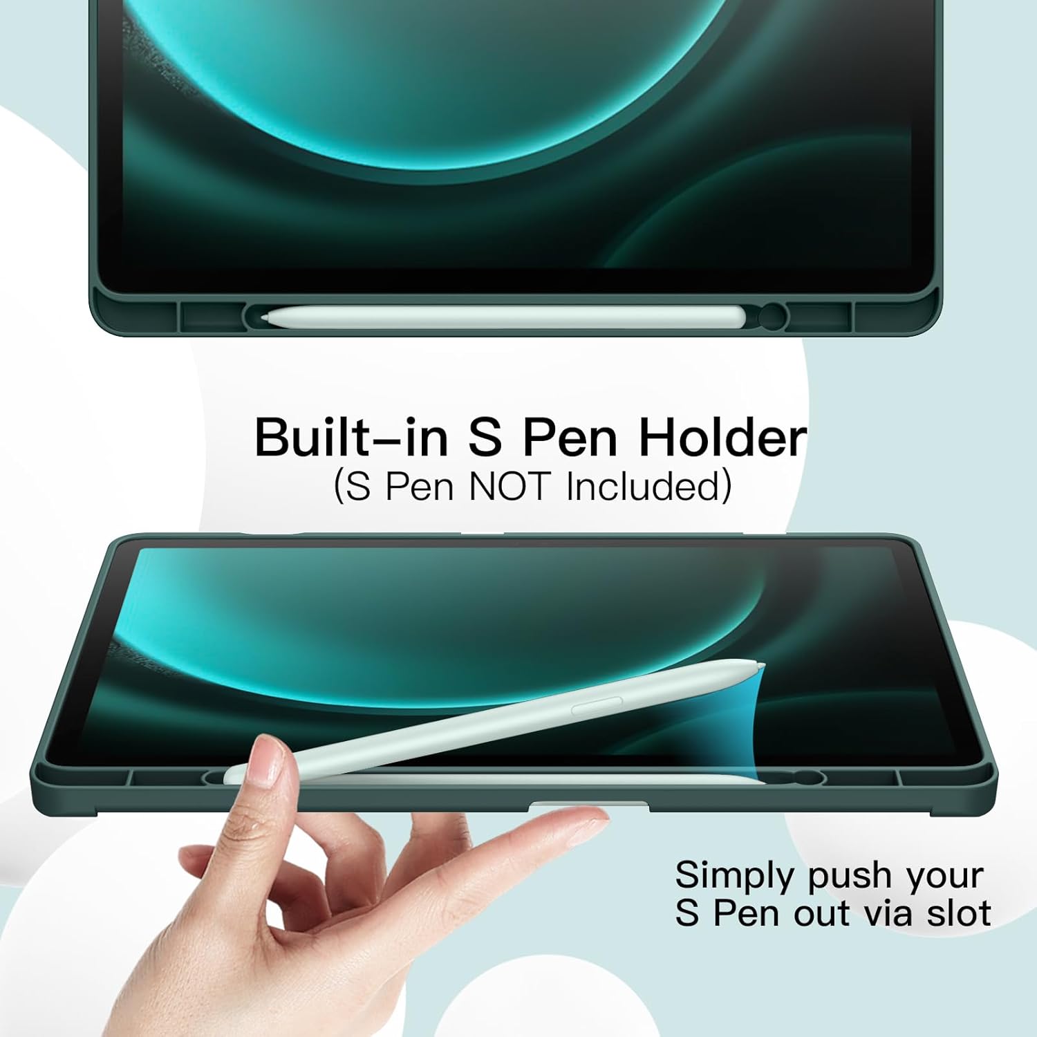 MICA + FUNDA DE GALAXY TAB S10 LITE S10 FE S9 FE PORTA S PEN - VERDE - 3